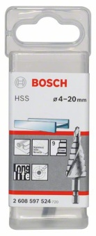 Ступенчатое сверло HSS 4 - 20 mm, 1/4", 70,5 mm 2608597524